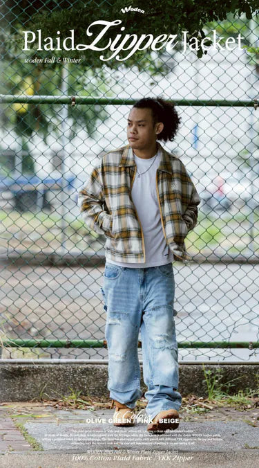 WODEN 2025 Fall & Winter 001 Plaid Zipper Jacket
