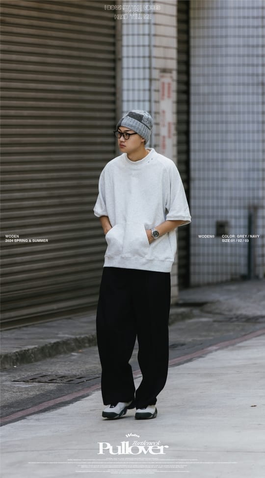 WODEN 2024 Spring & Summer 001 Turtleneck Pullover 灰色款