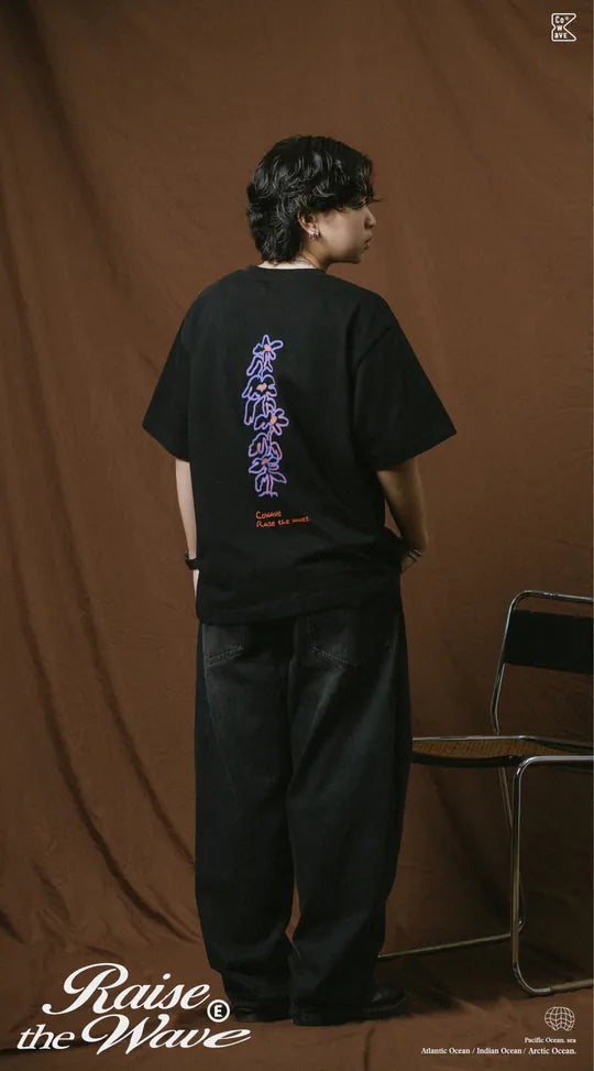 COWAVE 2025 Spring & Summer Doodle Flowers Tee
