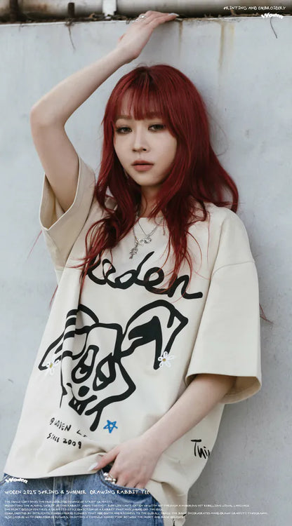 WODEN 2025 Spring & Summer 028 Drawing Rabbit Tee
