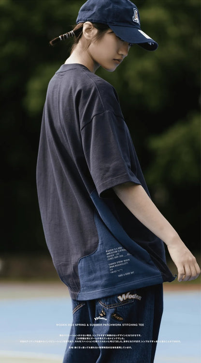 WODEN 2023 Spring & Summer Patchwork Stitching tee