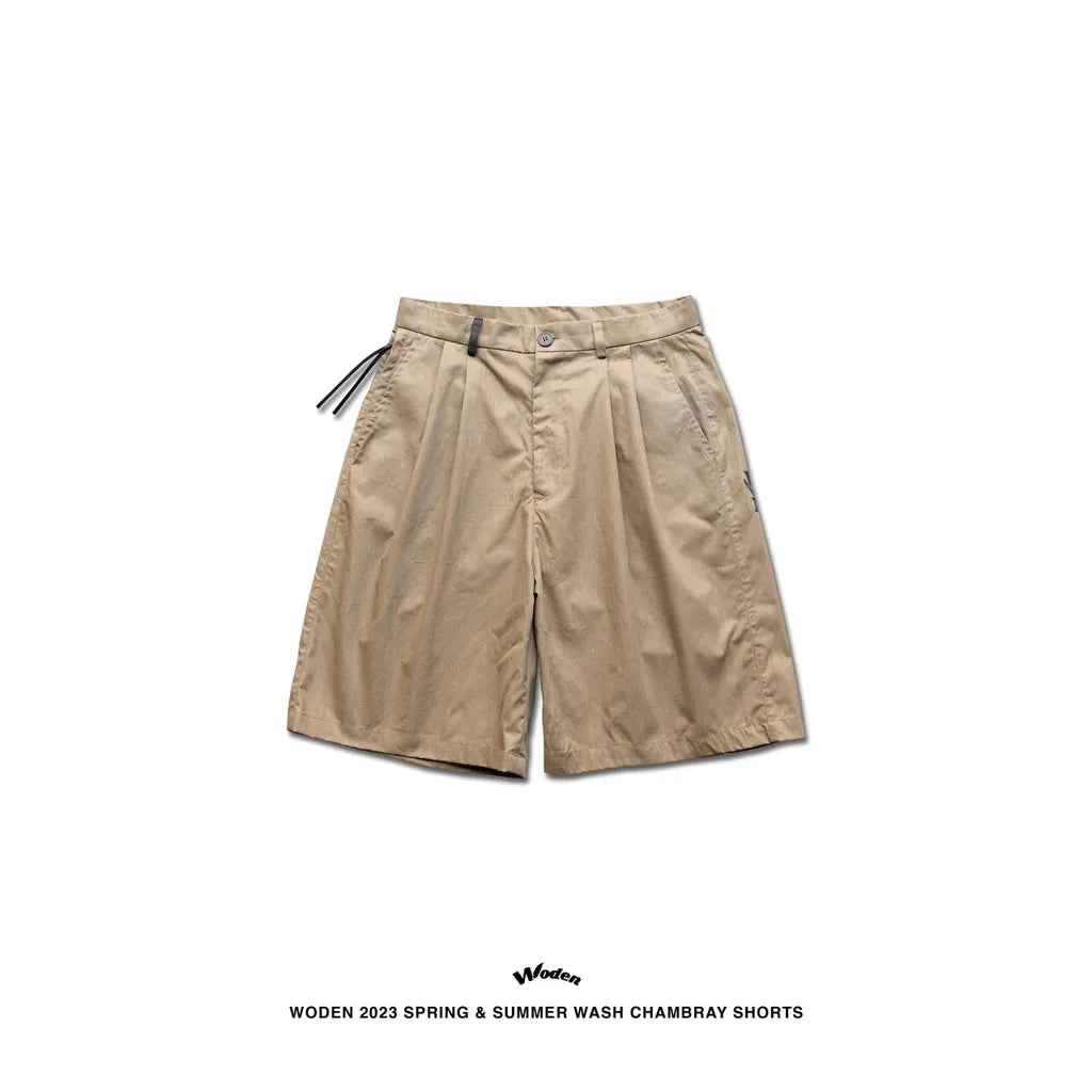 WODEN 2023 Spring & Summer Wash Chambray Shorts 卡其色