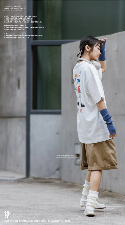 WODEN 2023 Spring & Summer Wash Chambray Shorts 卡其色