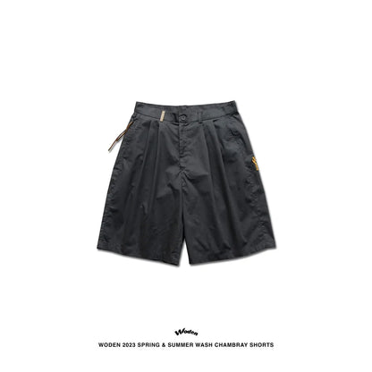 WODEN 2023 Spring & Summer Wash Chambray Shorts 黑色