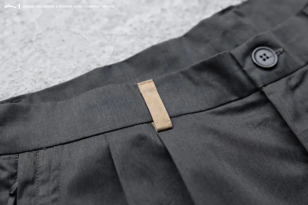 WODEN 2023 Spring & Summer Wash Chambray Shorts 黑色