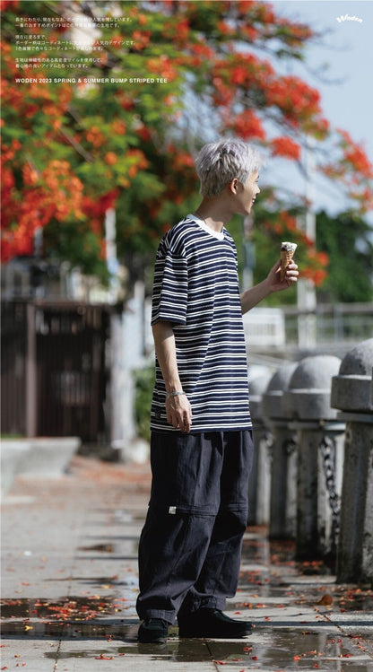 WODEN 2023 Spring & Summer 035 Bump Striped tee 藏青