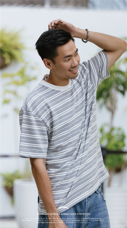 WODEN 2023 Spring & Summer 035 Bump Striped tee灰色