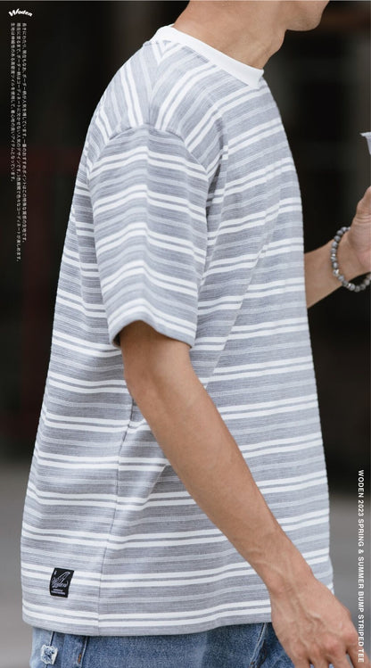 WODEN 2023 Spring & Summer 035 Bump Striped tee灰色