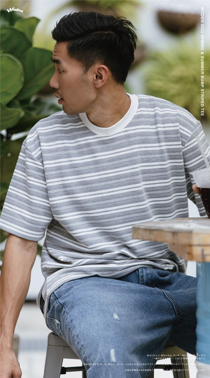 WODEN 2023 Spring & Summer 035 Bump Striped tee灰色