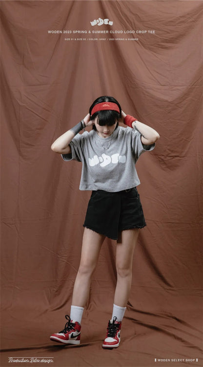 WODEN 2023 Spring & Summer 049 Cloud LOGO crop tee