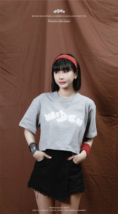 WODEN 2023 Spring & Summer 049 Cloud LOGO crop tee