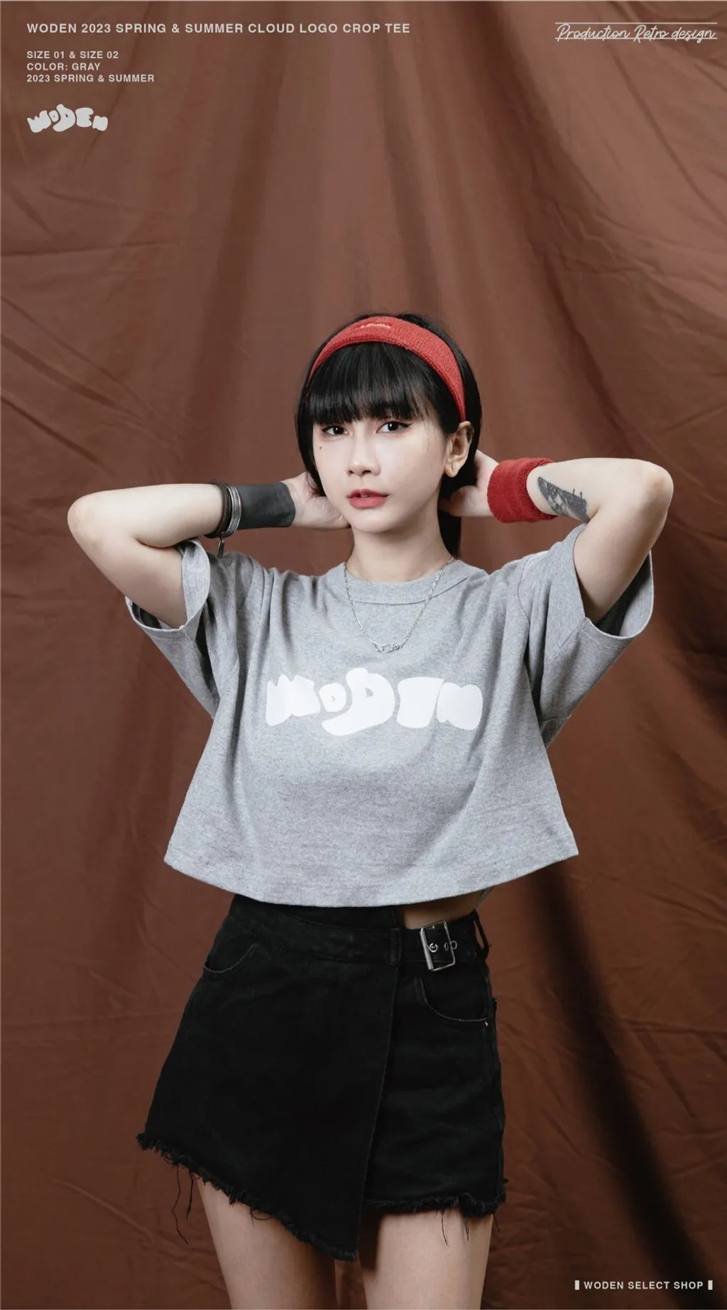 WODEN 2023 Spring & Summer 049 Cloud LOGO crop tee