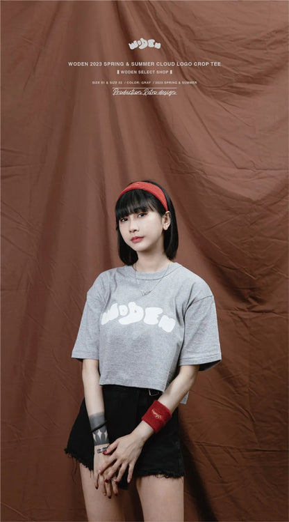 WODEN 2023 Spring & Summer 049 Cloud LOGO crop tee