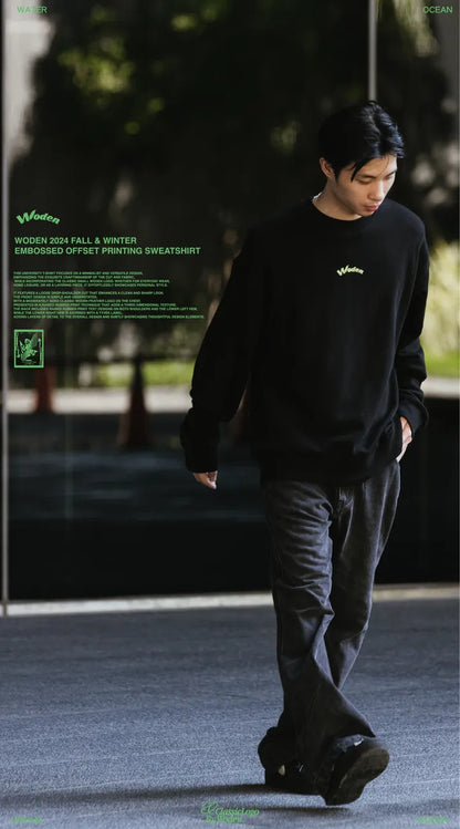 WODEN 2024 Fall & Winter 052 Embossed Offset Printing Sweatshirt