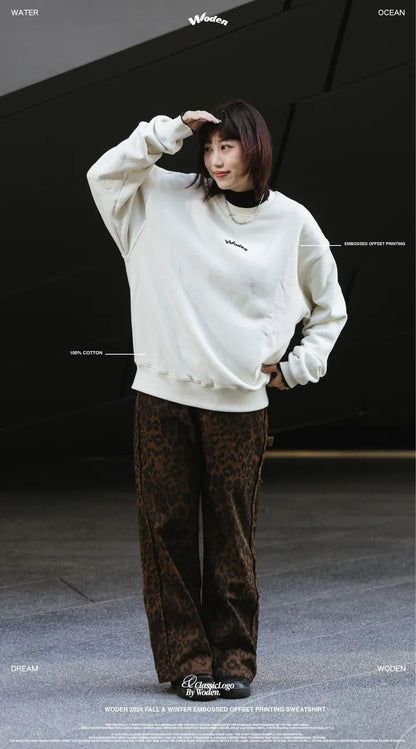 WODEN 2024 Fall & Winter 052 Embossed Offset Printing Sweatshirt