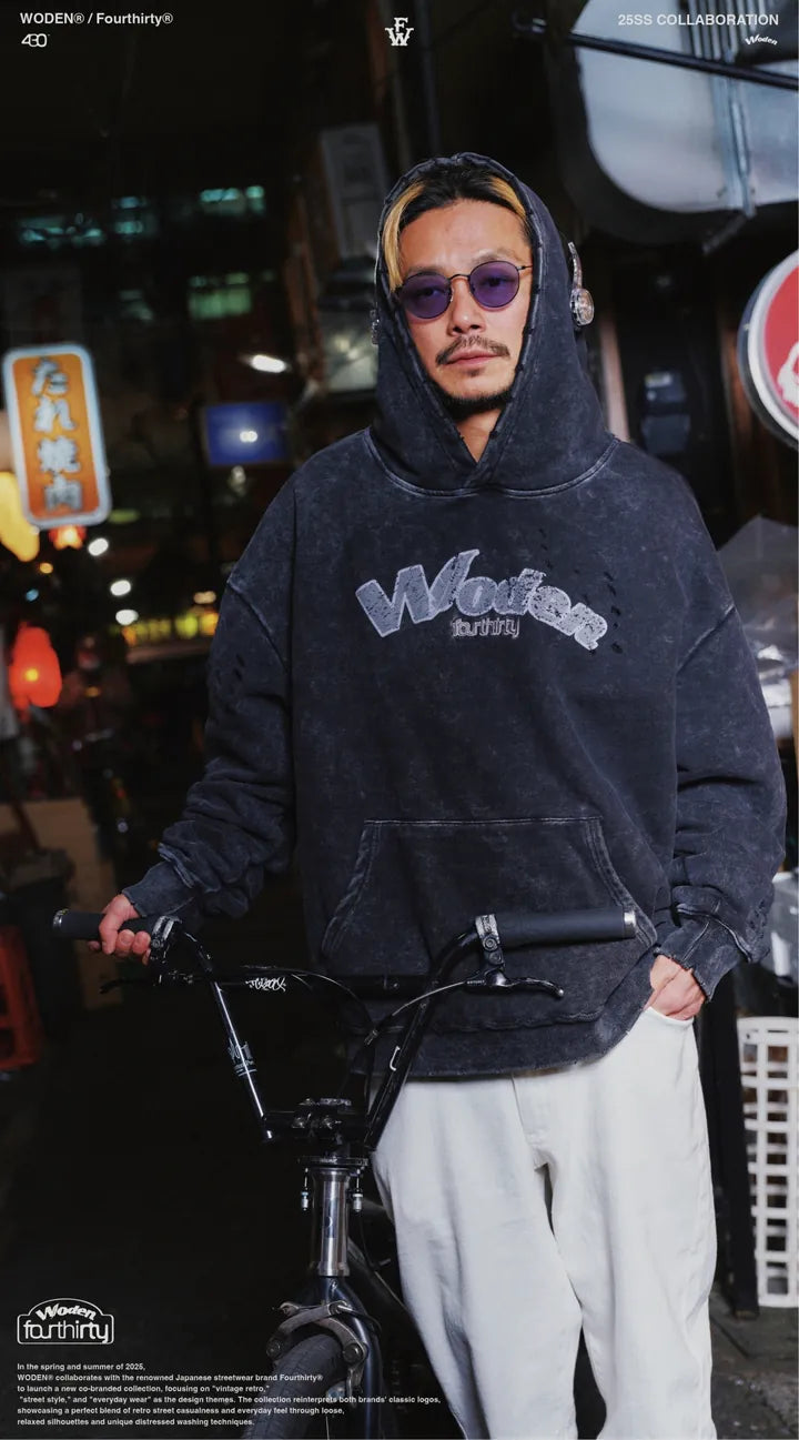 WODEN® / Fourthirty® 2025 Spring & Summer 001 Wash Classic LOGO Hoodie