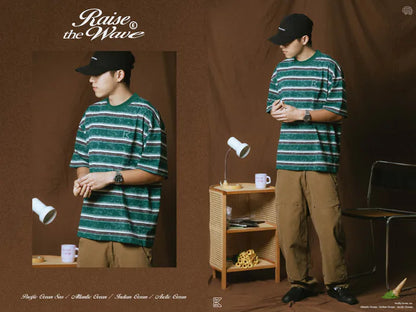COWAVE 2025 Spring & Summer Washed stripe Tee