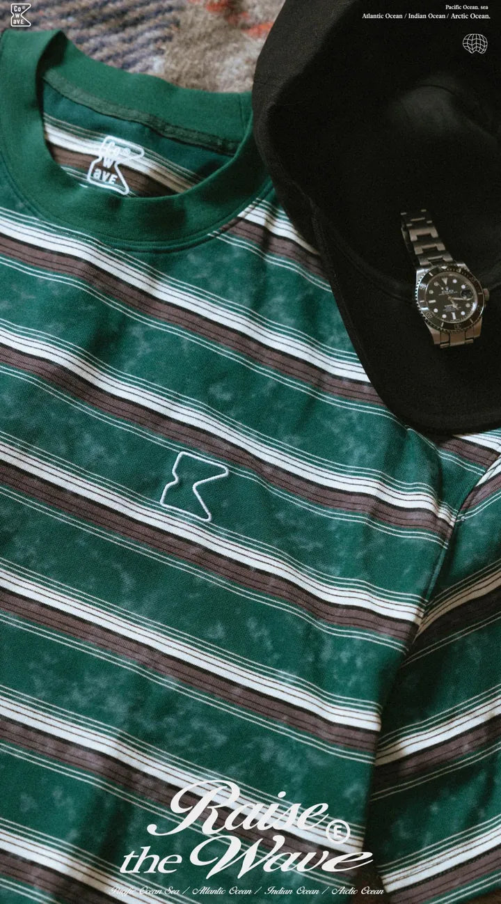 COWAVE 2025 Spring & Summer Washed stripe Tee