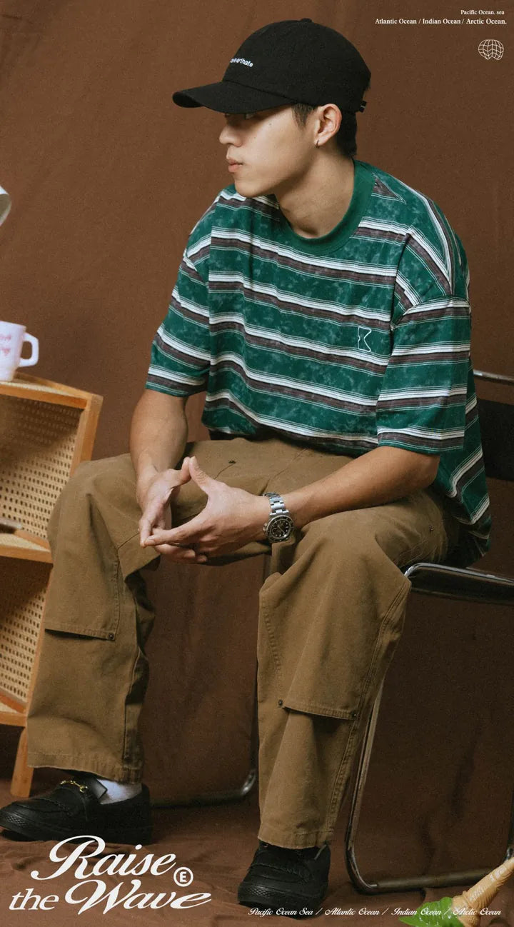 COWAVE 2025 Spring & Summer Washed stripe Tee