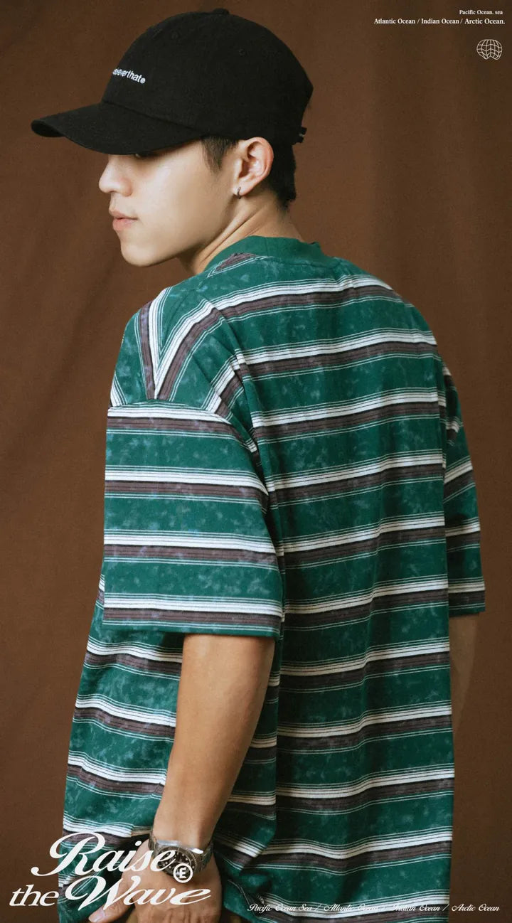 COWAVE 2025 Spring & Summer Washed stripe Tee