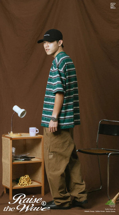 COWAVE 2025 Spring & Summer Washed stripe Tee