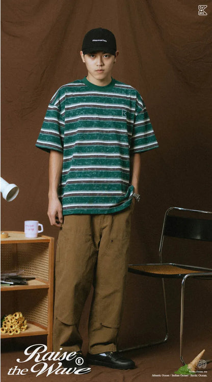 COWAVE 2025 Spring & Summer Washed stripe Tee