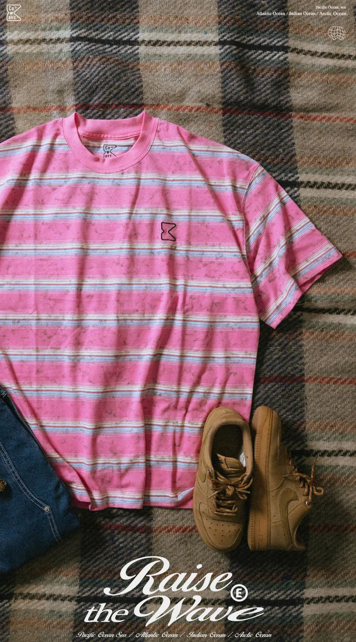 COWAVE 2025 Spring & Summer Washed stripe Tee