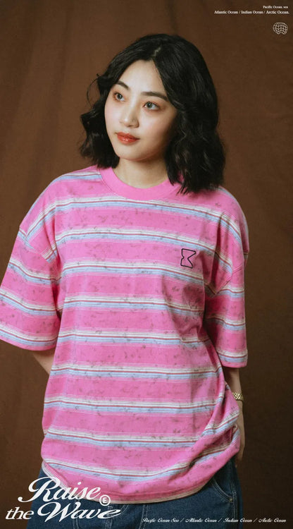 COWAVE 2025 Spring & Summer Washed stripe Tee