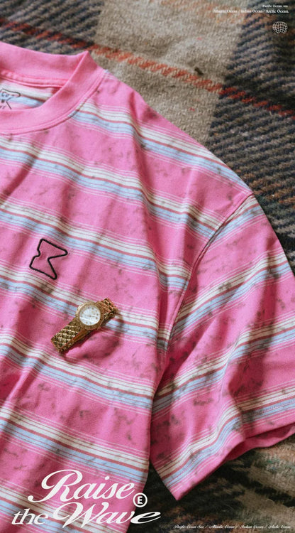 COWAVE 2025 Spring & Summer Washed stripe Tee
