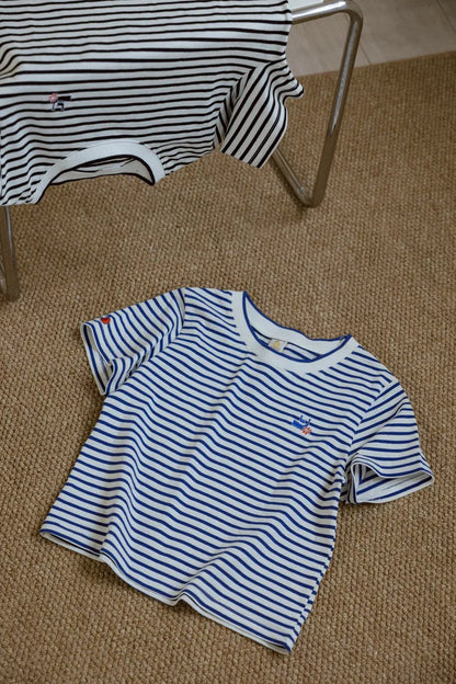 YOKO 條紋修身短版Tee