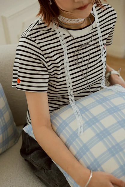 YOKO 條紋修身短版Tee
