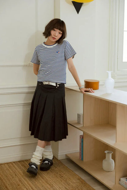 YOKO 條紋修身短版Tee
