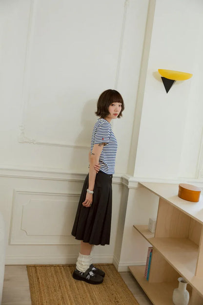 YOKO 條紋修身短版Tee