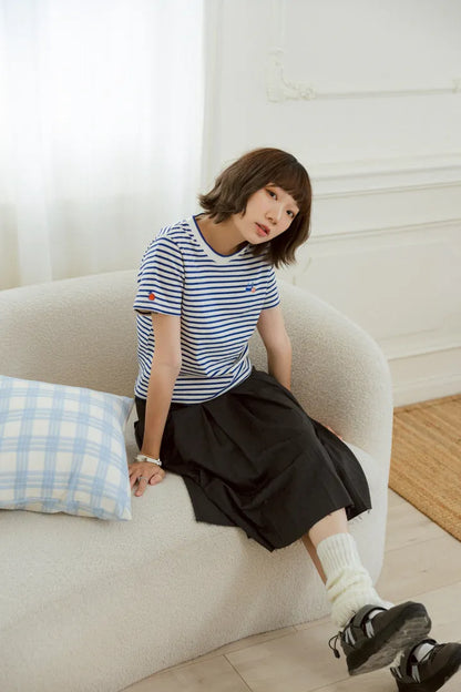 YOKO 條紋修身短版Tee