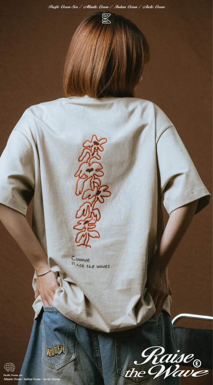 COWAVE 2025 Spring & Summer Doodle Flowers Tee