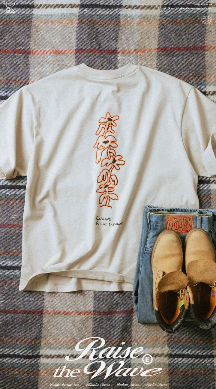 COWAVE 2025 Spring & Summer Doodle Flowers Tee