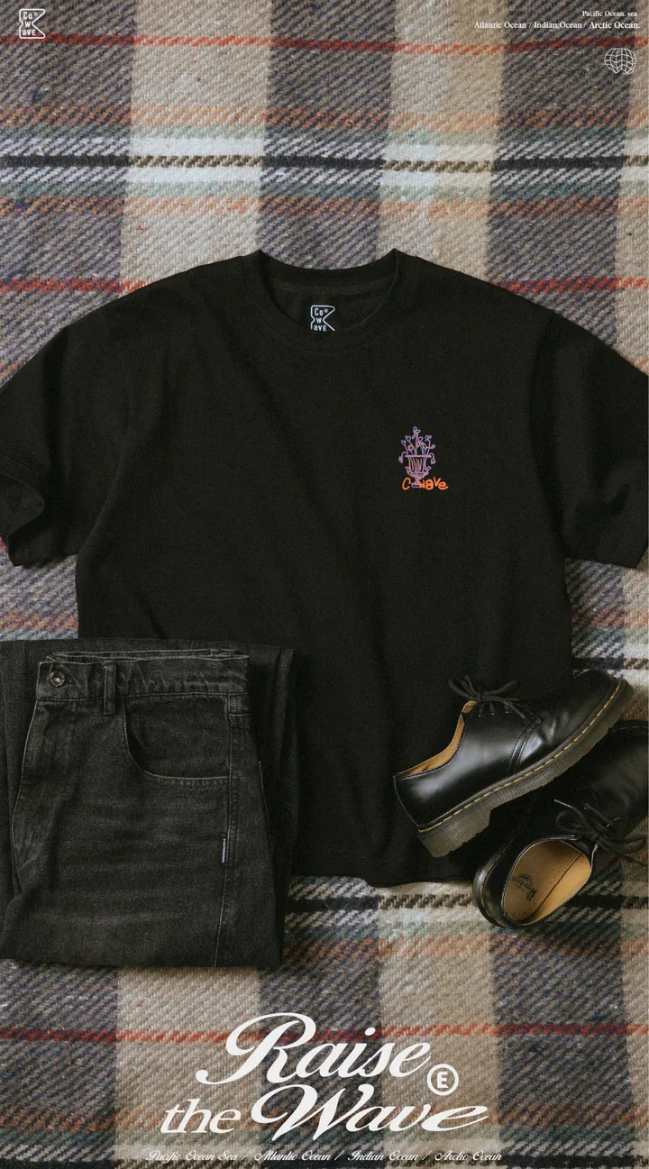 COWAVE 2025 Spring & Summer Doodle Flowers Tee