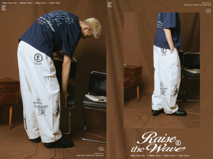 COWAVE 2025 Spring & Summer Doodle Doubleknee Pants