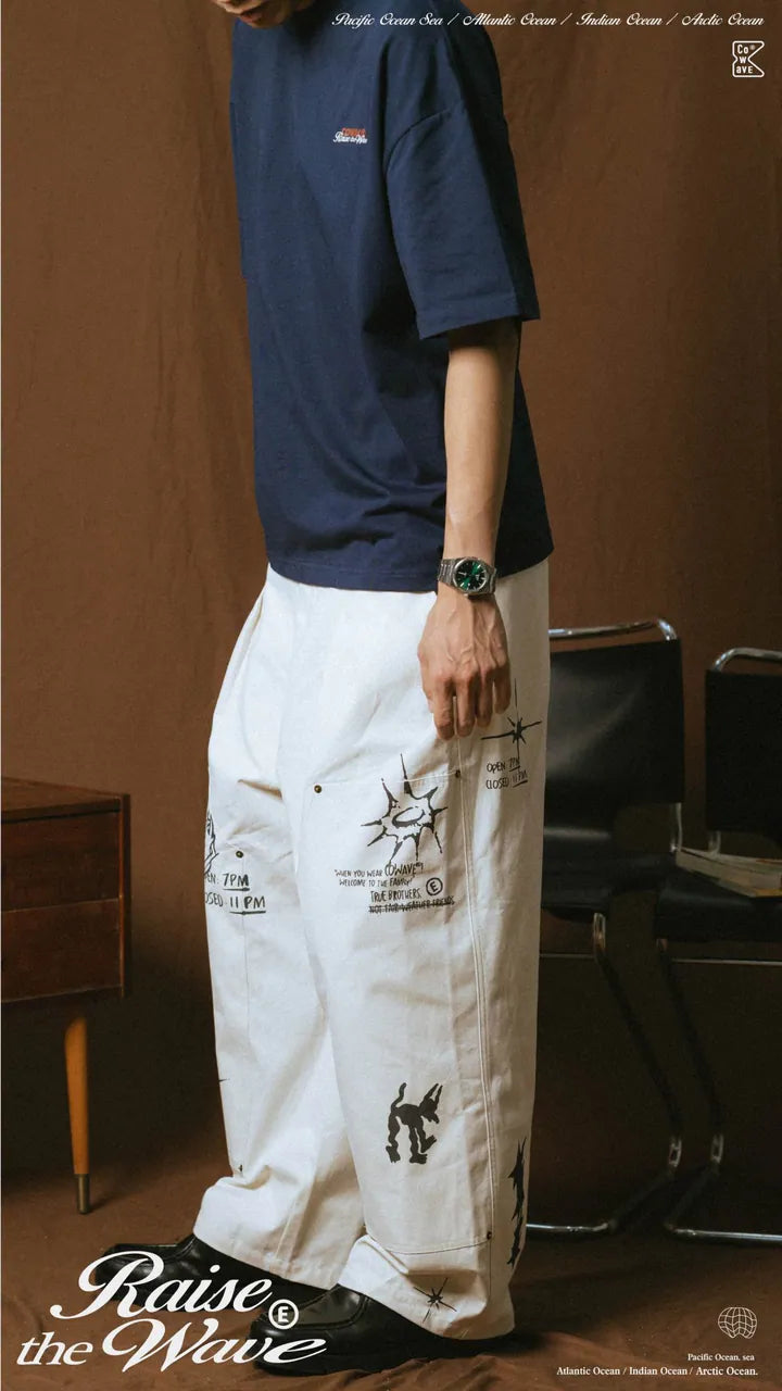 COWAVE 2025 Spring & Summer Doodle Doubleknee Pants