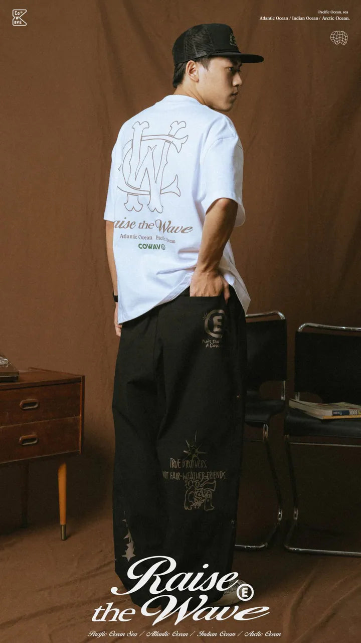 COWAVE 2025 Spring & Summer Doodle Doubleknee Pants