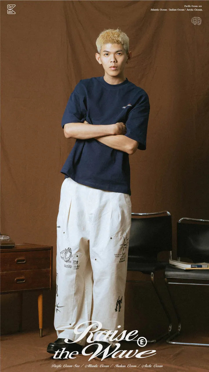 COWAVE 2025 Spring & Summer Doodle Doubleknee Pants