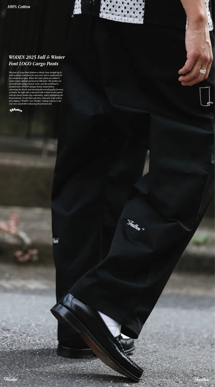 WODEN 2025 Fall & Winter 009 Font LOGO Cargo Pants