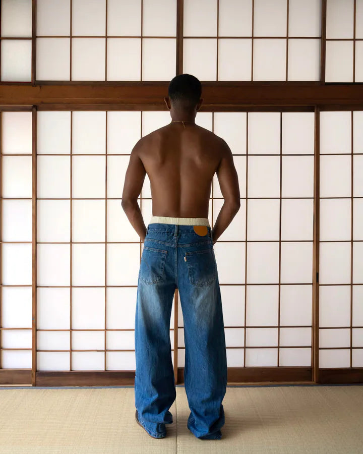 YANGI Vintage Washed Denim Trousers