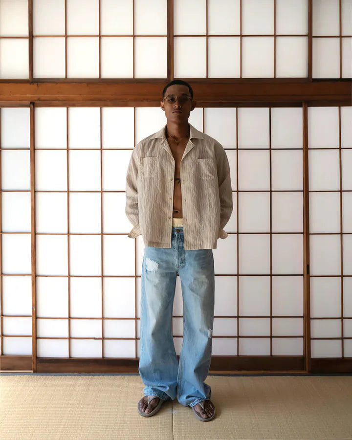 YANGI Vintage Washed Denim Trousers