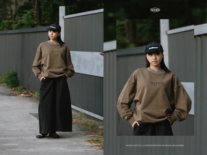 WODEN 2025 Fall & Winter 019 Knitted neckline Sweatshirt
