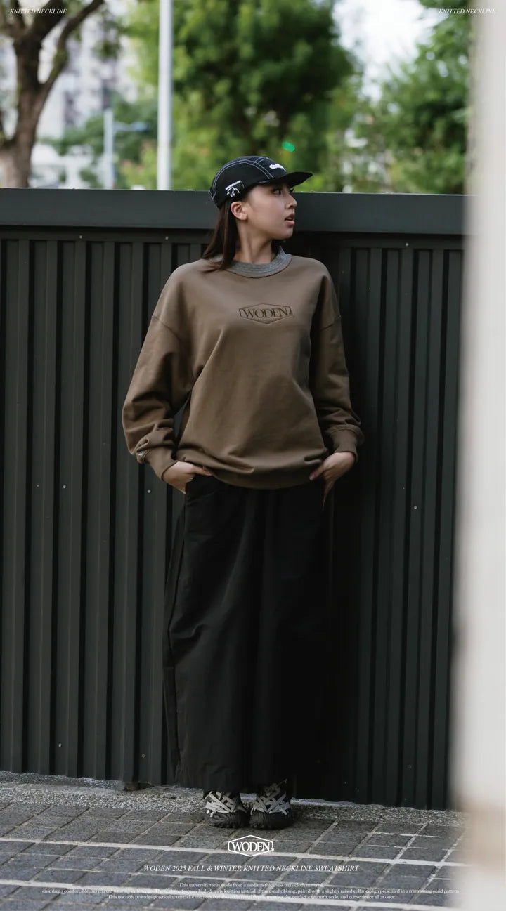 WODEN 2025 Fall & Winter 019 Knitted neckline Sweatshirt