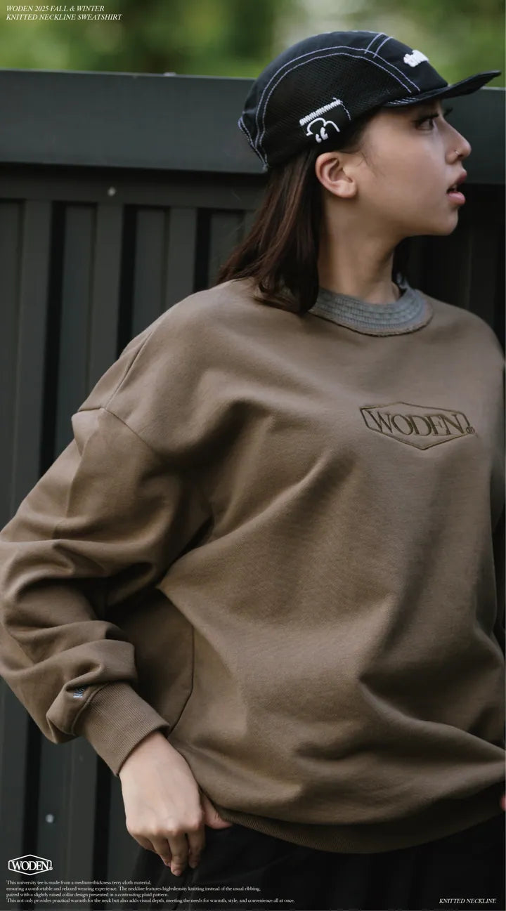 WODEN 2025 Fall & Winter 019 Knitted neckline Sweatshirt