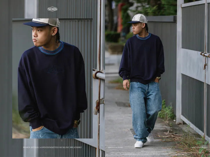 WODEN 2025 Fall & Winter 019 Knitted neckline Sweatshirt