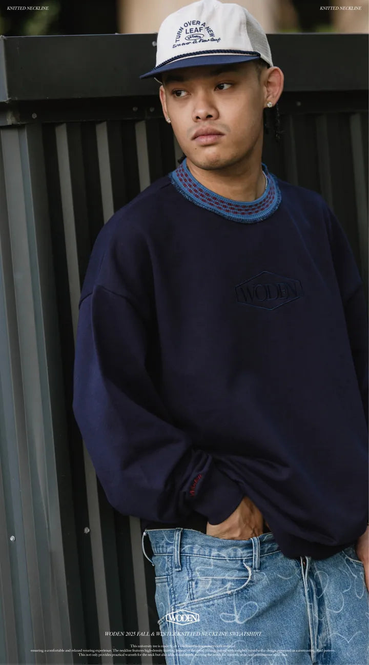 WODEN 2025 Fall & Winter 019 Knitted neckline Sweatshirt