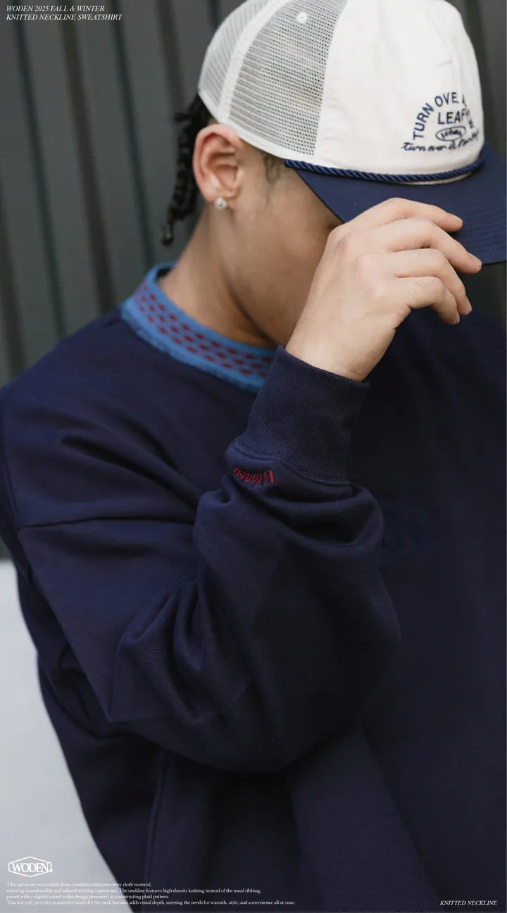 WODEN 2025 Fall & Winter 019 Knitted neckline Sweatshirt